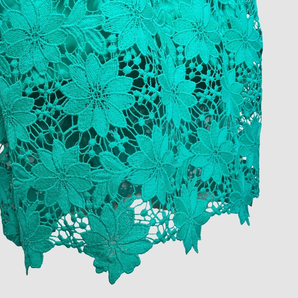 Bisou Bisou • Teal Full Lace Halter Sheath Dress • Size 10 - Picture 5 of 7